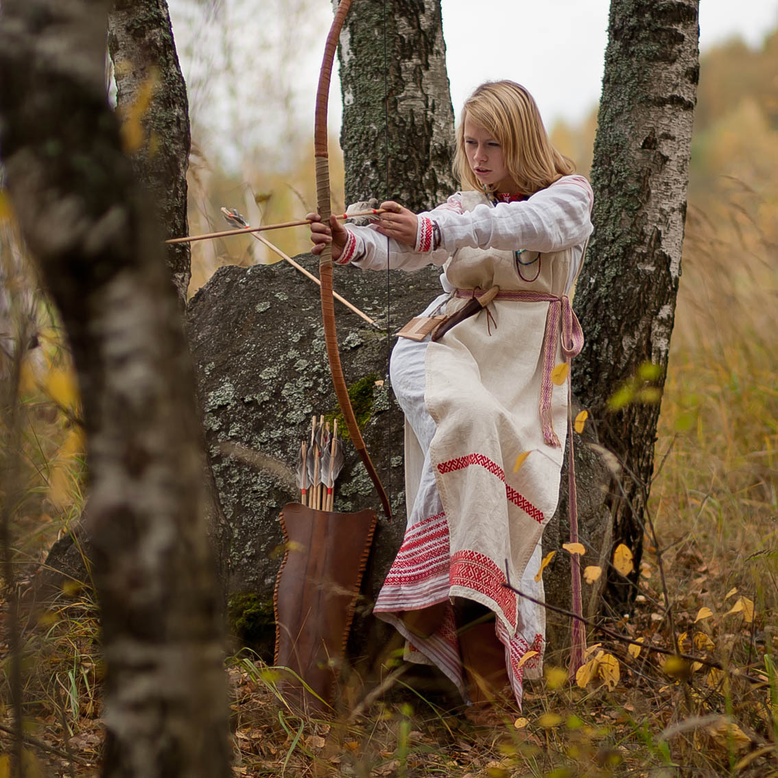 Sexy photo Girls in Slavic costumes in Valletta